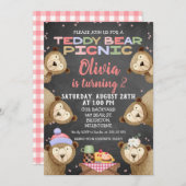 Chalkboard Teddy Bear Picnic Einladung zum Geburts (Vorne/Hinten)