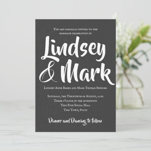 Chalkboard-Text nur fett formatierte Skripteinsätz Einladung (Stehend Vorderseite)