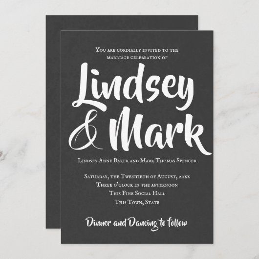 Chalkboard-Text nur fett formatierte Skripteinsätz Einladung (Vorne/Hinten)