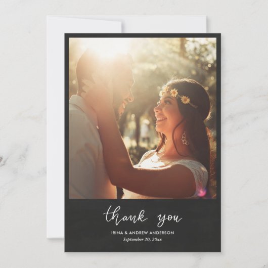 Chalkboard Thank You Script Wedding Couple Photo (Vorderseite)