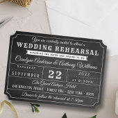 Chalkboard Ticket Hochzeit Probe Dinner Einladung