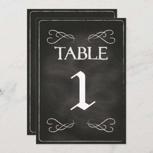 Chalkboard-Tischnummern Einladung (Vorne/Hinten)