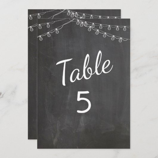 Chalkboard-Tischnummern mit Lichtern Einladung (Vorne/Hinten)