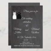 Chalkboard trendy niedliche Katzenpaare Hochzeit Einladung (Vorne/Hinten)