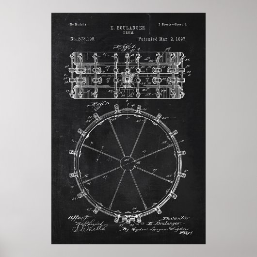 Chalkboard-Trommel-Patent Poster (Vorne)