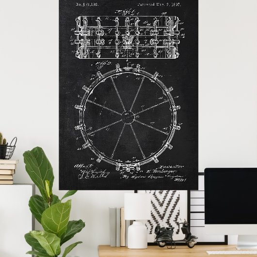 Chalkboard-Trommel-Patent Poster (Heimbüro)