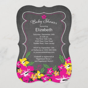 Chalkboard Tropical Hibiskus Blume Kinderdusche Einladung