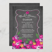 Chalkboard Tropischer Hibiskus Blume Brautparty Einladung (Vorne/Hinten)