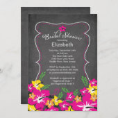 Chalkboard Tropischer Hibiskus Blume Brautparty Einladung (Vorne/Hinten)
