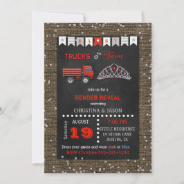 Chalkboard Trucks oder Tiaras Red Gray Gender Reve Einladung