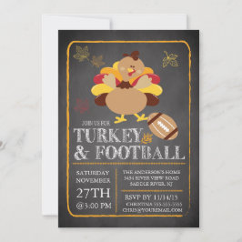Chalkboard Turkey Football Erntedank Einladung