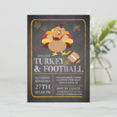 Chalkboard Turkey Football Erntedank Einladung (Stehend Vorderseite)