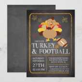 Chalkboard Turkey Football Erntedank Einladung (Vorne/Hinten)