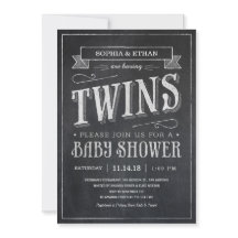 Chalkboard Twin Baby Shower Einladungen