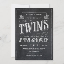 Chalkboard Twin Baby Shower Einladungen