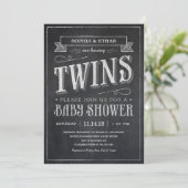 Chalkboard Twin Baby Shower Einladungen (Stehend Vorderseite)