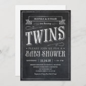 Chalkboard Twin Baby Shower Einladungen (Vorne/Hinten)