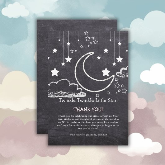 Chalkboard Twinkle Twinkle Little Star Baby Dusche Dankeskarte