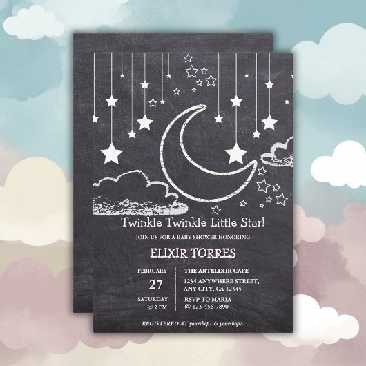 Chalkboard Twinkle Twinkle Little Star Baby Dusche Einladung