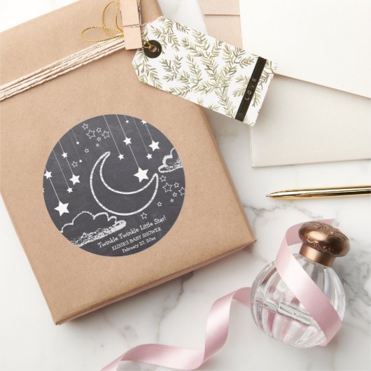 Chalkboard Twinkle Twinkle Little Star Baby Dusche Runder Aufkleber (Schenken)