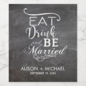 Chalkboard Typografie-Skript essen trinken verheir Weinetikett (Einzelnes Label)