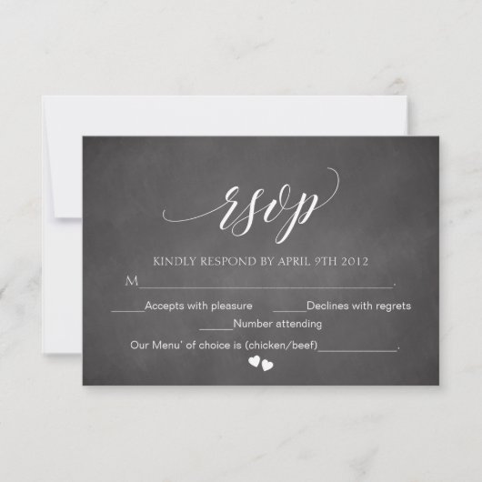 Chalkboard UAWG Script Response Card Typografie RSVP Karte (Vorderseite)