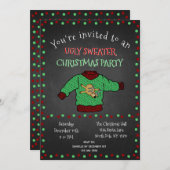 Chalkboard Ugly Sweater Christmas Party Einladung (Vorne/Hinten)
