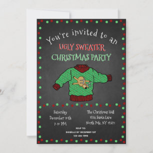 Chalkboard Ugly Sweater Christmas Party Einladung