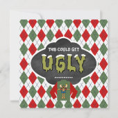 Chalkboard Ugly Sweater Weihnachts-Party Einladung (Vorderseite)