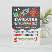 Chalkboard UGLY Weihnachts Sweater Einladungen (Stehend Vorderseite)