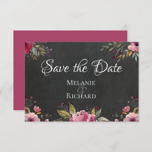 Chalkboard und Blush Save the Date Card (Vorne/Hinten)