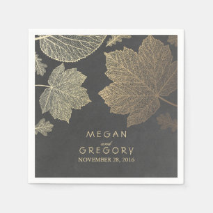 Chalkboard und Gold Blätter Hochzeit im Herbst Serviette