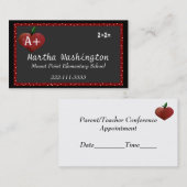 Chalkboard und Herz-Apple-Lehrer - Visitenkarte Terminkarte (Vorne/Hinten)