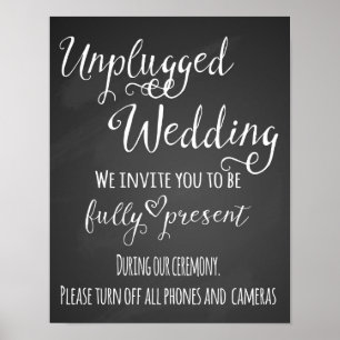 Chalkboard Unplugged Wedding Print Poster