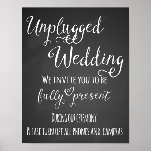 Chalkboard Unplugged Wedding Print Poster (Vorne)