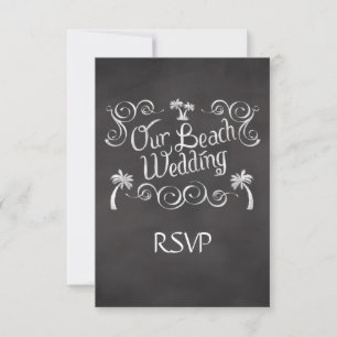 Chalkboard Unsere UAWG für Hochzeiten am Strand RSVP Karte