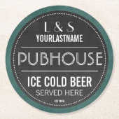 Chalkboard Unterschrift Personalisiertes Paar Runder Pappuntersetzer (Vorderseite)