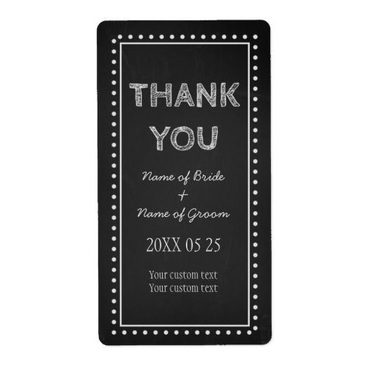 Chalkboard Vielen Dank Gastgeschenk Hochzeit Label (Vorne)