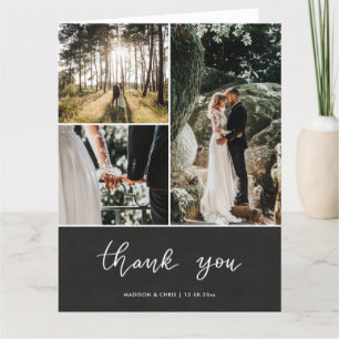 Chalkboard Vielen Dank Script Wedding Foto Collage Dankeskarte