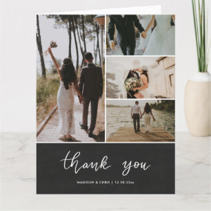 Chalkboard Vielen Dank Script Wedding Foto Collage Dankeskarte