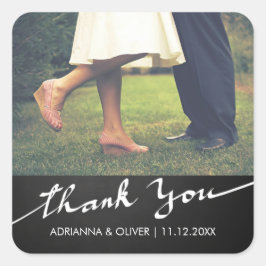 Chalkboard Vielen Dank Typografy Wedding Foto Quadratischer Aufkleber
