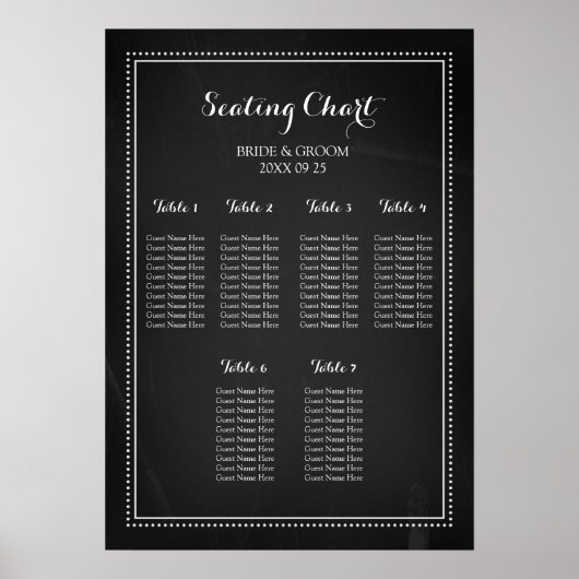 Chalkboard Vintag 6 Tafelsitzdiagramm Poster (Vorne)