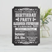 Chalkboard Vintag Blackboard Thema Geburtstagspart Einladung (Stehend Vorderseite)