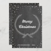 Chalkboard Vintag Frohe Weihnachtsblattfeuer Feiertagskarte (Vorne/Hinten)