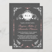 Chalkboard Vintag Mittelalterliche Hochzeit Einlad Einladung (Vorne/Hinten)