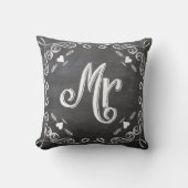 Chalkboard Vintag Modern Mr. Groom Pillow Kissen (Vorderseite)