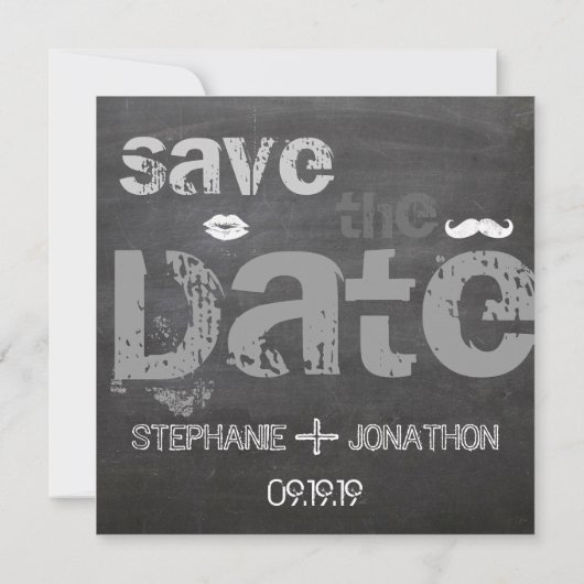Chalkboard Vintag Modern Save the Date (Rückseite)