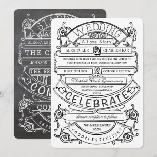 Chalkboard Vintag Moderne Typografie Hochzeit Einladung