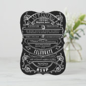 Chalkboard Vintag Moderne Typografie Hochzeit Einladung (Stehend Vorderseite)