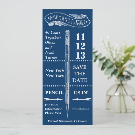 Chalkboard Vintag Save the Date Jahrestag (Stehend Vorderseite)